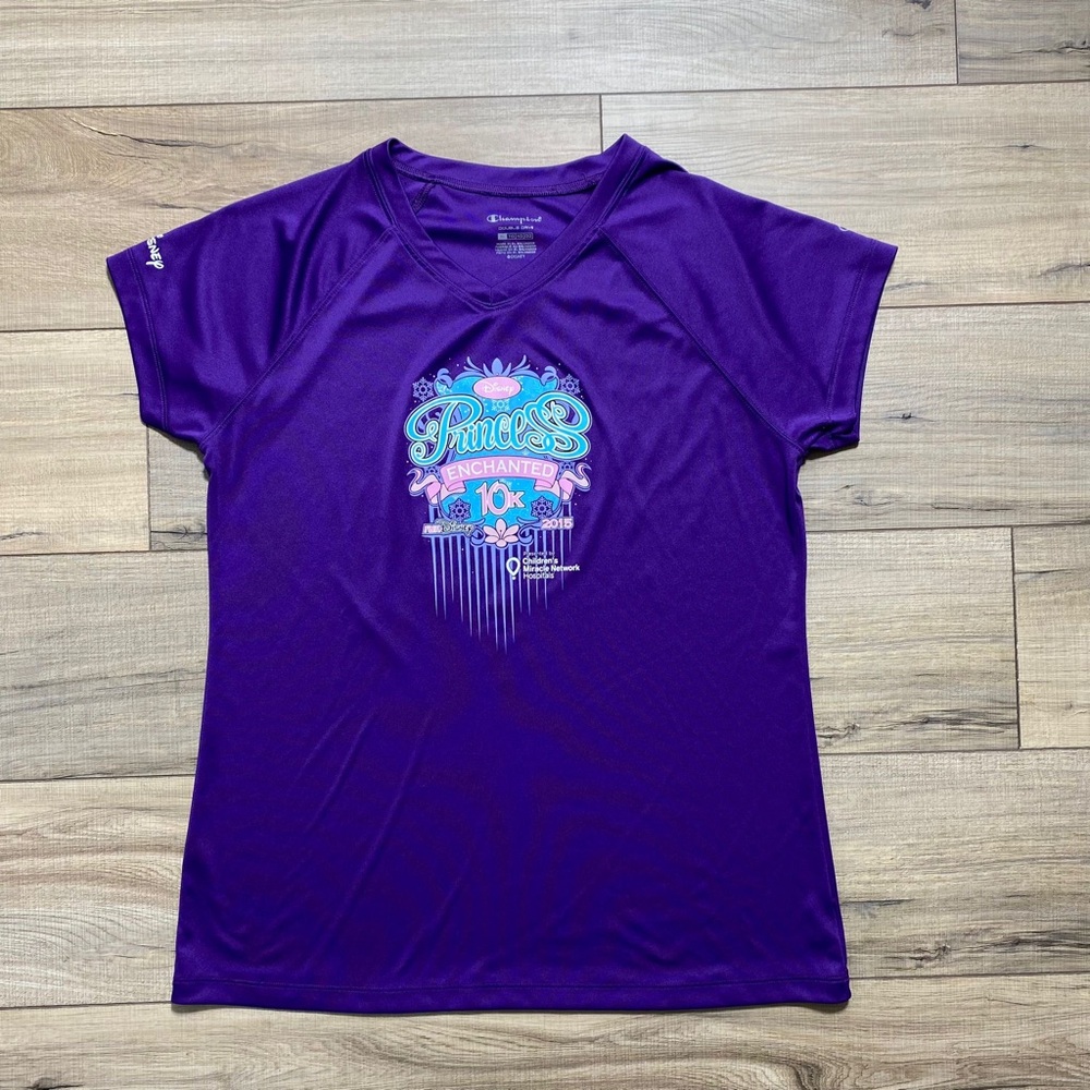 Champion Womens Disney 2015 Princess Enchanted 10K Short Sleeve Shirt XL Purple